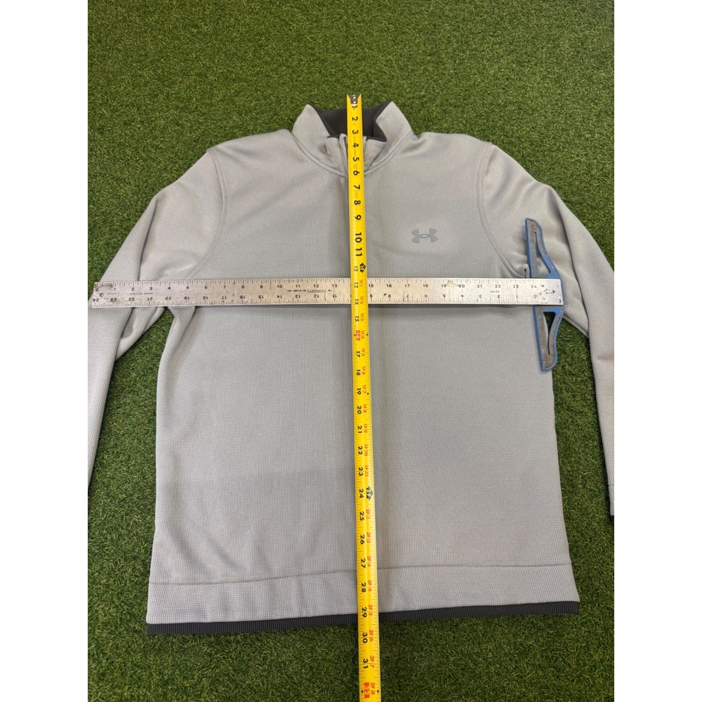 Under Armour Golf Mens Medium Gray Quarter Zip Pullover Storm Loose Fit Sweater - Picture 4 of 7